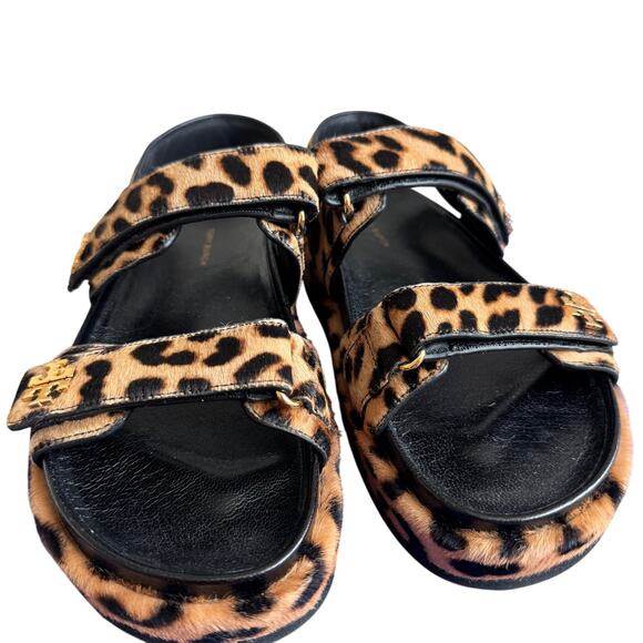 Tory Burch Kira Sport Double Strap Platform Sandal Leopard Size 8 - Picture 2 of 12